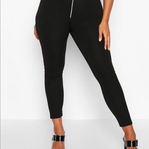 Zip Front Crepe Leggings